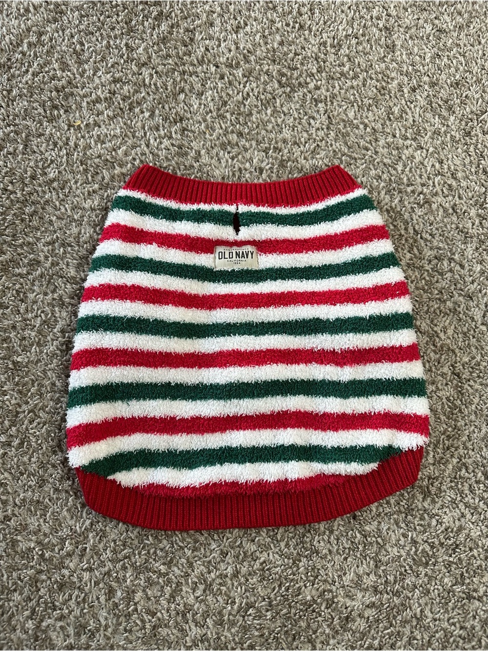 💚❤️ Old Navy Fuzzy Holiday Stripe Dog Sweater Size- Large ❤️💚